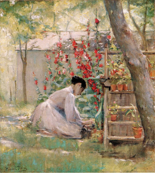 Tending the Garden, vintage artwork by Robert Lewis Reid, 12x8" (A4) Poster