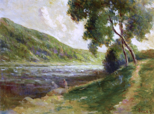 The Banks of the Seine near Rolleboise, vintage artwork by Maximilien Luce, 12x8" (A4) Poster