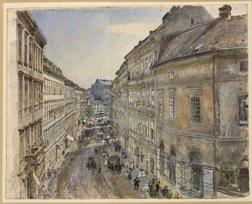 Blick in die Skodagasse in Wien, vintage artwork by Rudolf von Alt, A3 (16x12") Poster Print