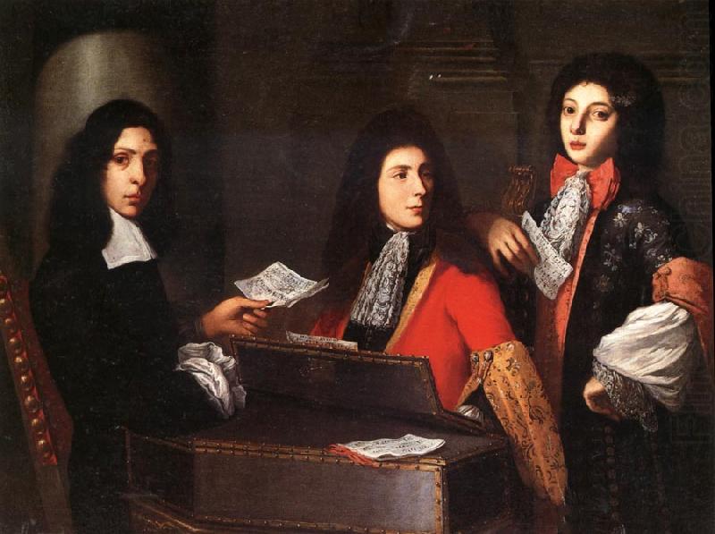 Portrait of Musicians at the Medici Court, vintage artwork by Anton Domenico Gabbiani, 12x8" (A4) Poster