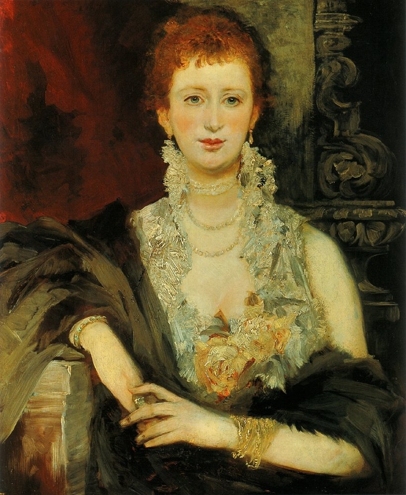 Portrait of Clothilde Beer, vintage artwork by Hans Makart, 12x8" (A4) Poster