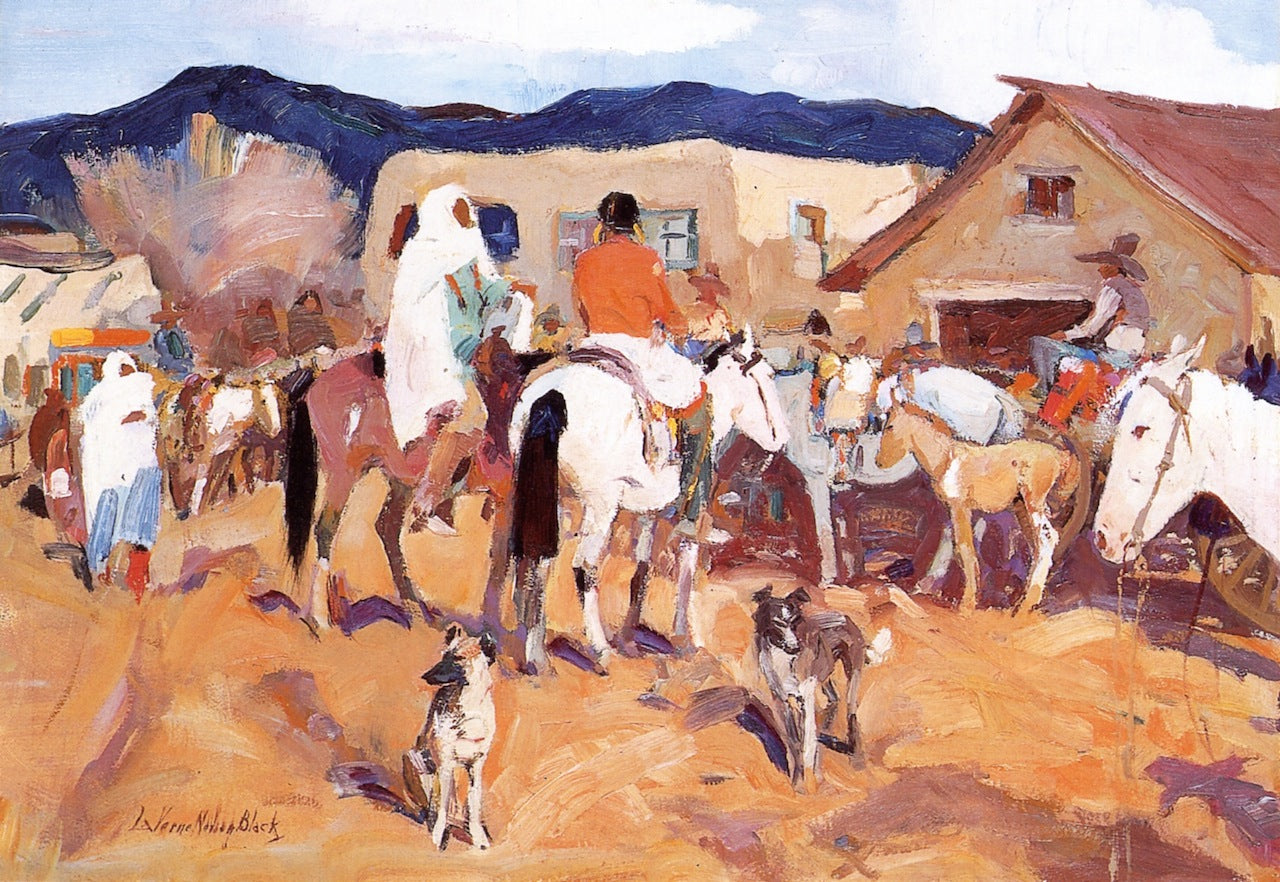 Gathering for the Rabbit Hunt, vintage artwork by Laverne Nelson Black, 12x8" (A4) Poster