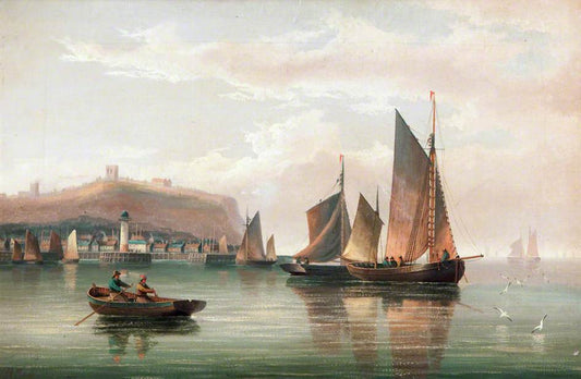 Calm at Scarborough, North Yorkshire, vintage artwork by Henry Moore, 12x8" (A4) Poster