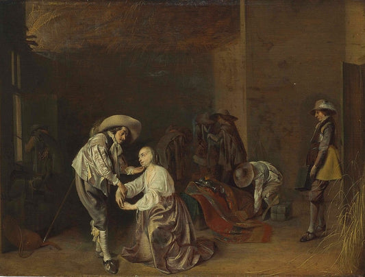 Soldiers Taking Plunder, vintage artwork by Willem Duyster, 12x8" (A4) Poster