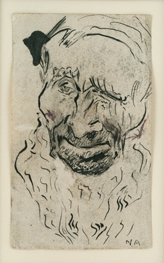 Head, Old Man with Beard, vintage artwork by Nicolai Astrup, 12x8" (A4) Poster