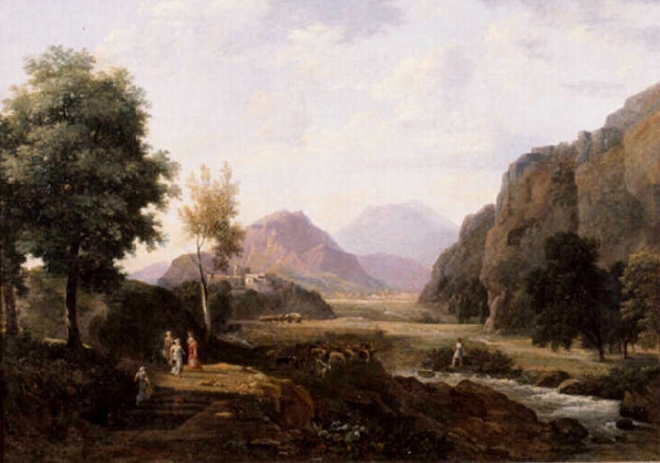 View of Spoleta, vintage artwork by Jean-Victor Bertin, 12x8" (A4) Poster