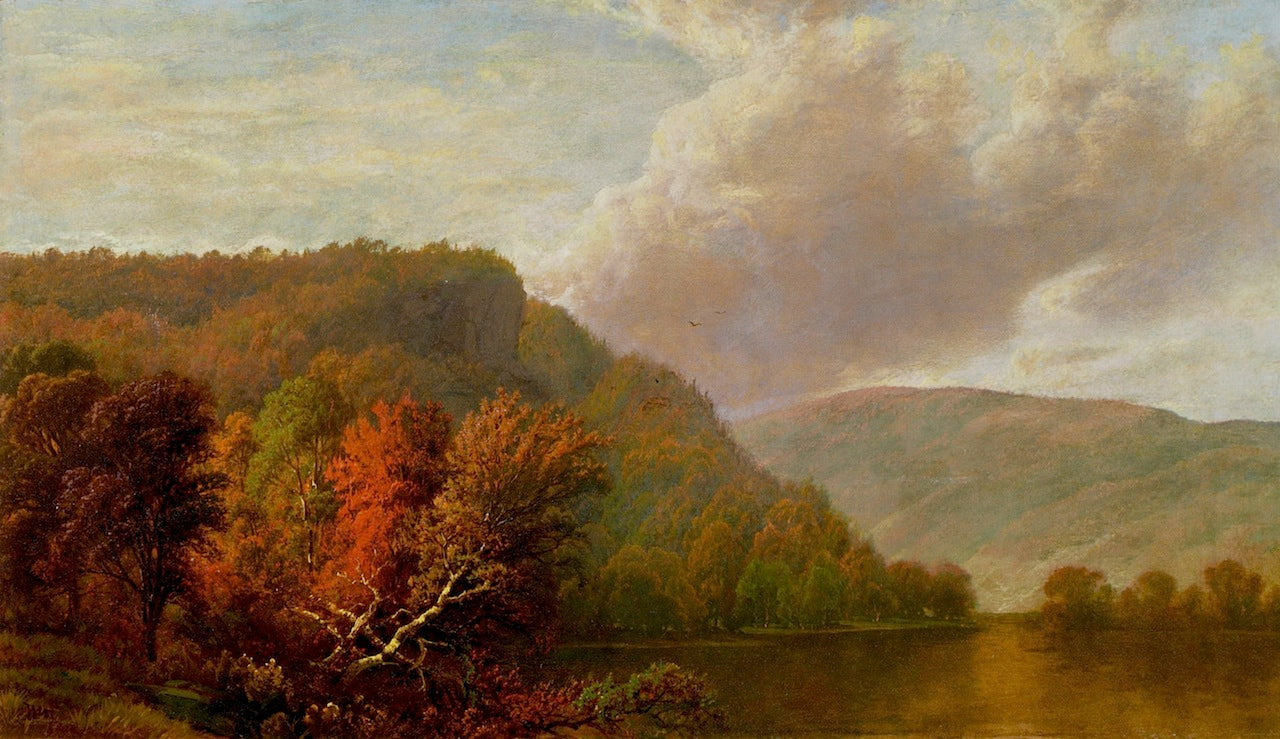 Autumn Scene, Bolton's Landing, Lake George, vintage artwork by William Mason Brown, 12x8" (A4) Poster