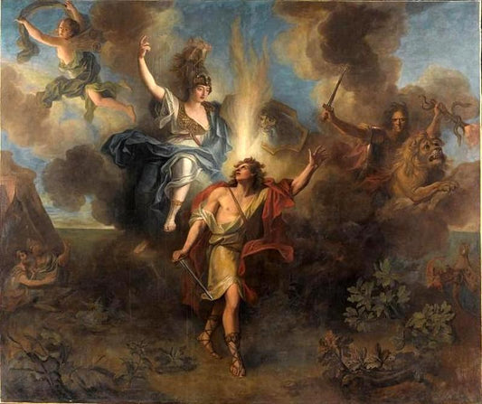 Departure of Achilles to Avenge Patroclus, vintage artwork by Charles-Antoine Coypel IV, 12x8" (A4) Poster