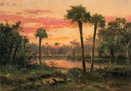 Palm Grove, Florida, vintage artwork by George F. Higgins, 12x8" (A4) Poster