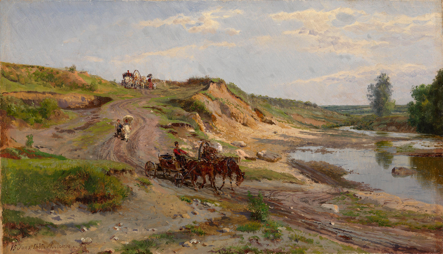 Down by  the Stream, vintage artwork by Alexander Kiselev, 12x8" (A4) Poster