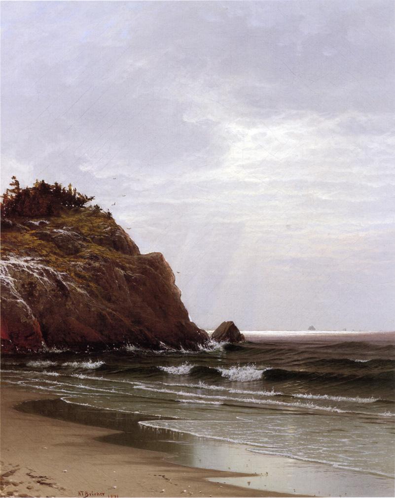 Coastal View, Newport, vintage artwork by Alfred Thompson Bricher, 12x8" (A4) Poster