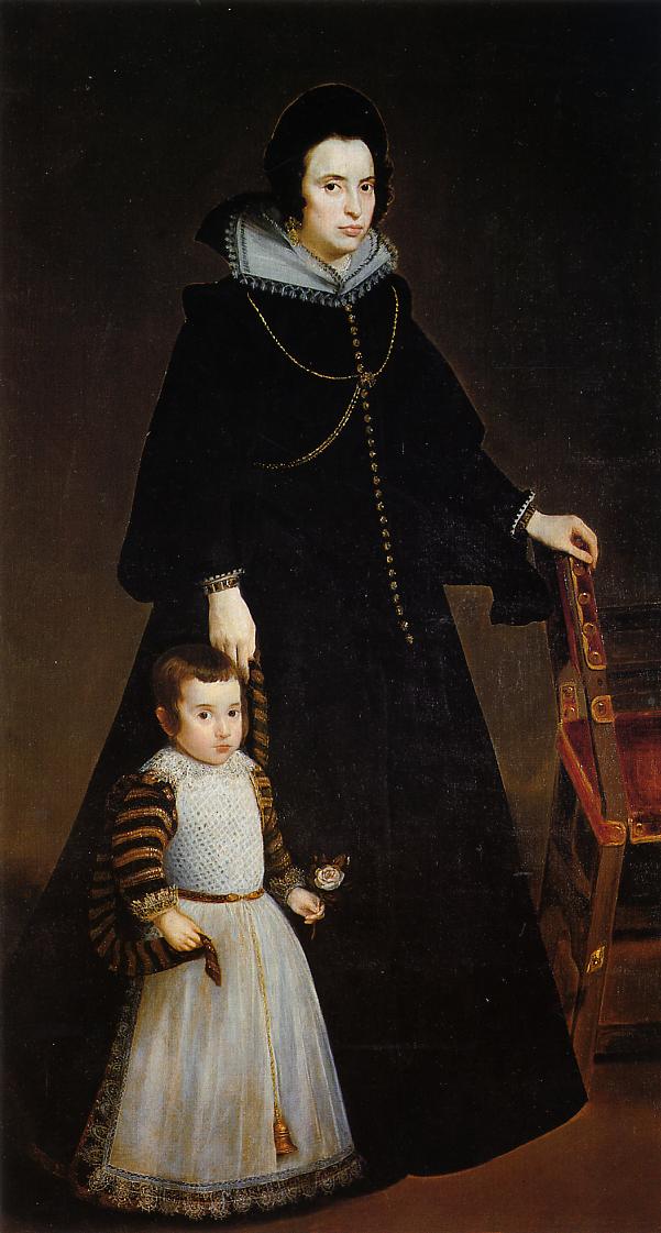 Antonia de Ipeñarrieta y Galdós with her Son, Luis, vintage artwork by Diego Velázquez, 12x8" (A4) Poster