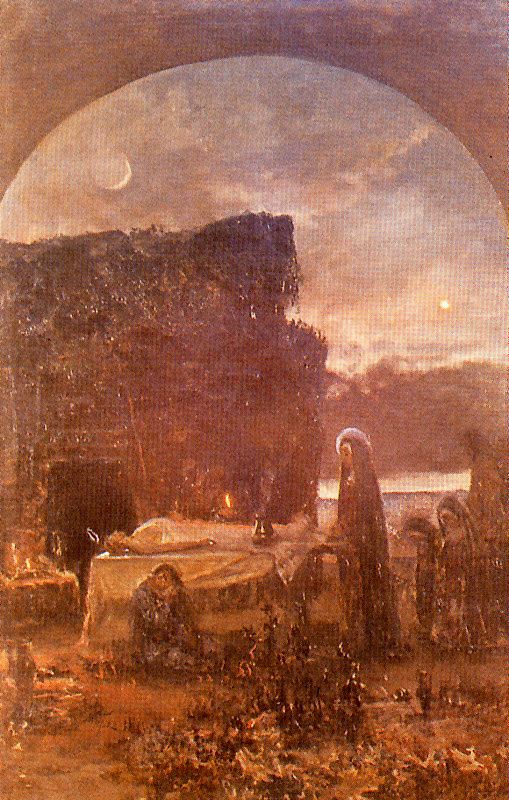 Santo Entierro, vintage artwork by Antonio Muñoz Degrain, 12x8" (A4) Poster