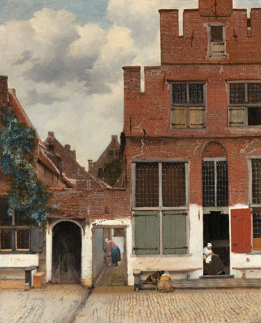 View on Houses in Delft, vintage artwork by Johannes Vermeer, 12x8" (A4) Poster