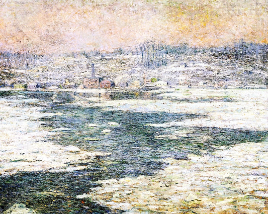 Ice on the Hudson, vintage artwork by Ernest Lawson, 12x8" (A4) Poster