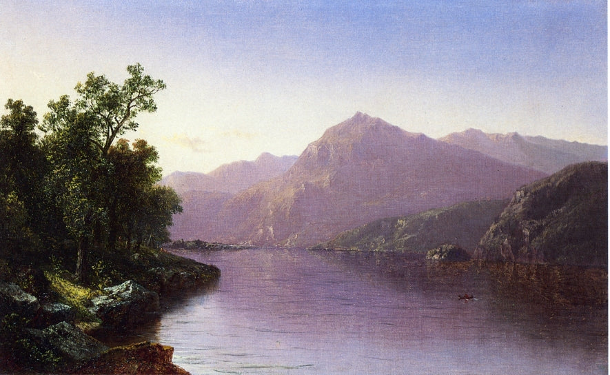 Placid Lake, Aditondacks, vintage artwork by David Johnson, 12x8" (A4) Poster
