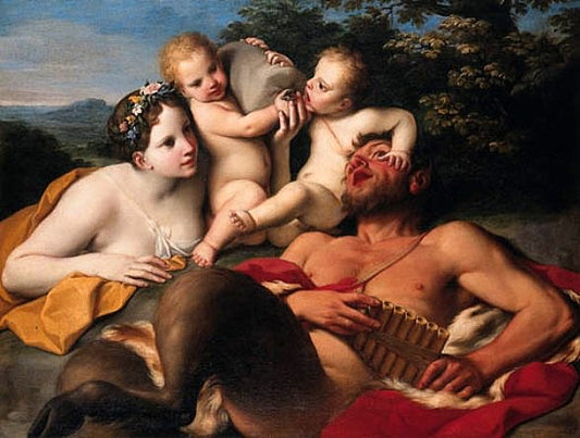The Drunkeness of Pan, vintage artwork by Marcantonio Franceschini, 12x8" (A4) Poster