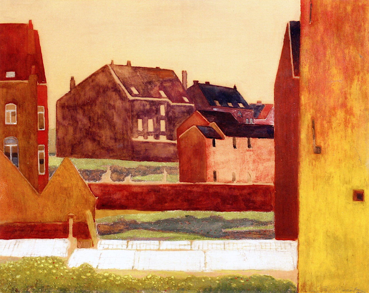 Gardens and Hot Houses in Molenbeek-Saint-Jean, vintage artwork by Leon Spilliaert, 12x8" (A4) Poster