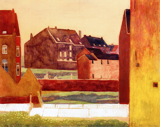 Gardens and Hot Houses in Molenbeek-Saint-Jean, vintage artwork by Leon Spilliaert, 12x8" (A4) Poster