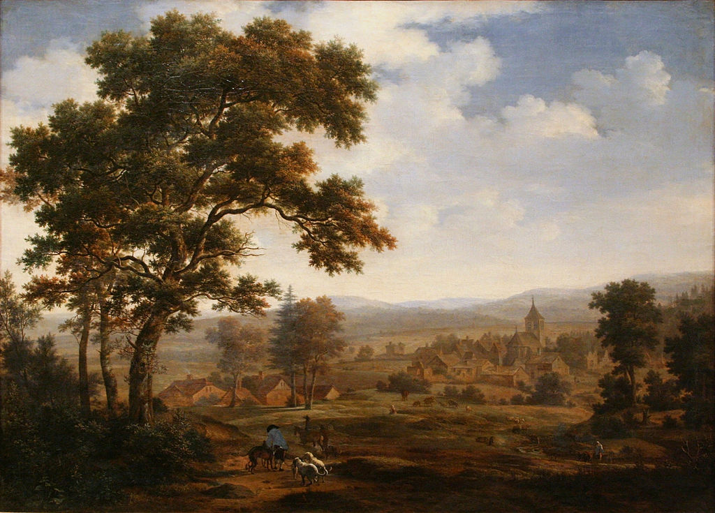 View of a Village, vintage artwork by Joris van der Haagen, 12x8" (A4) Poster