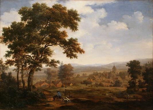 View of a Village, vintage artwork by Joris van der Haagen, 12x8" (A4) Poster