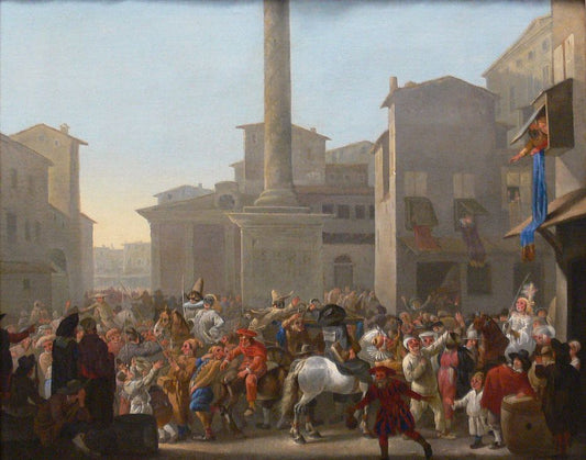 Roman Carnival, vintage artwork by Johannes Lingelbach, 12x8" (A4) Poster