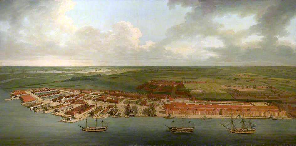 Chatham Dockyard, vintage artwork by Joseph Farington, R.A., 12x8" (A4) Poster