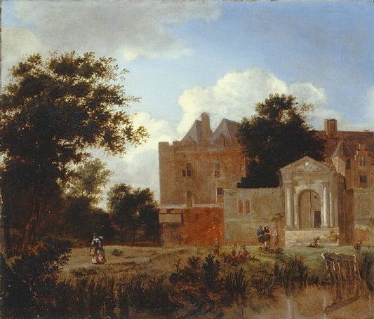 Schloss Nijenrode, vintage artwork by Jan van der Heyden, 12x8" (A4) Poster