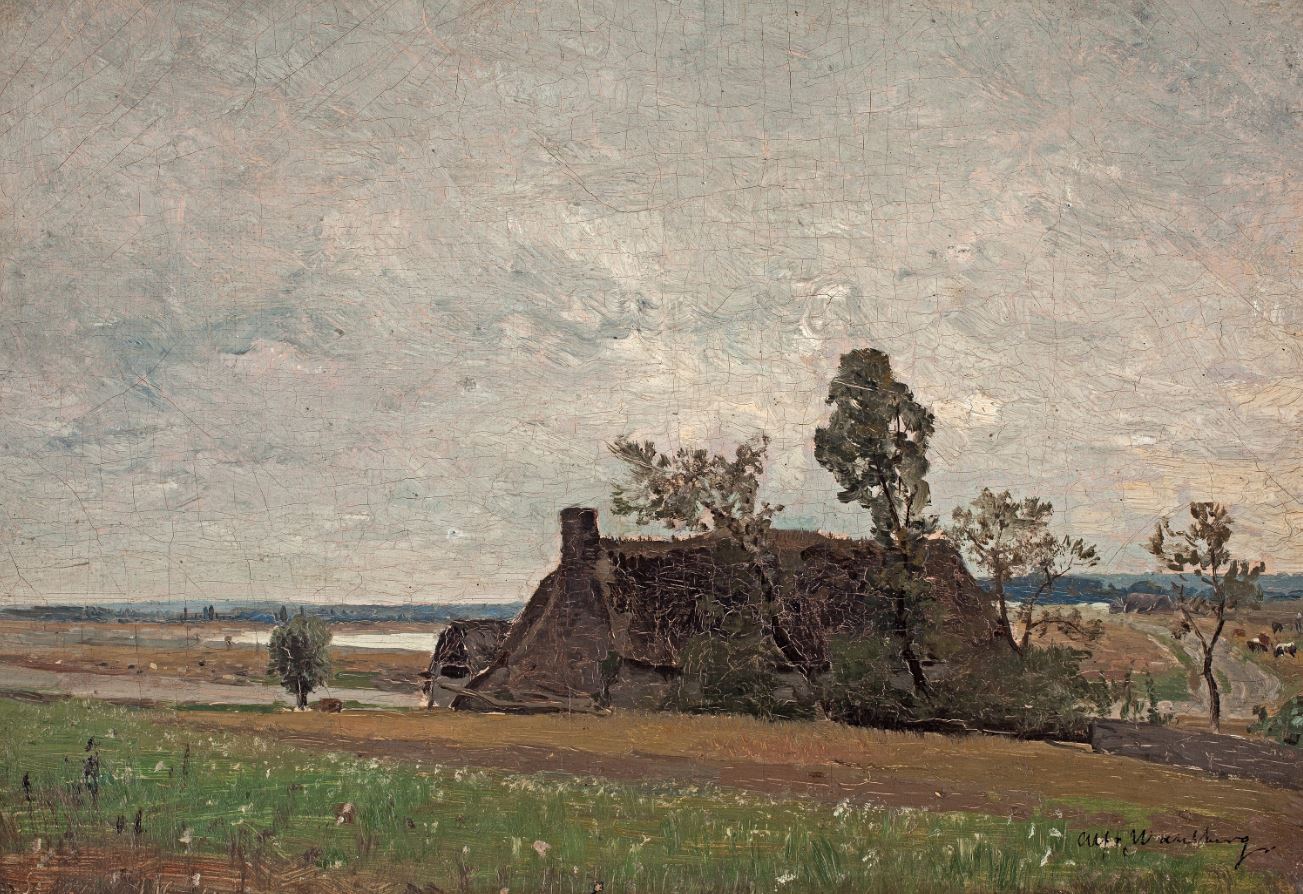 Landscape in Saint Michel, France, vintage artwork by Alfred Wahlberg, 12x8" (A4) Poster