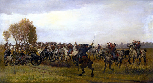 Horse Artillery, 1865. Going into Battle: Skirmish before Petersburg, vintage artwork by William Trego, 12x8" (A4) Poster