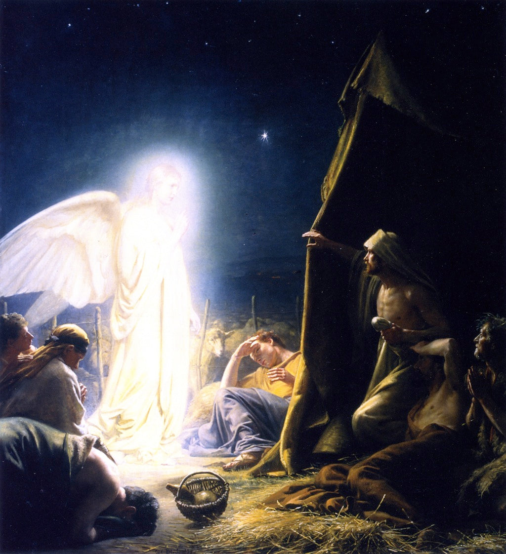 The Shepherds and the Angel, vintage artwork by Carl Heinrich Bloch, 12x8" (A4) Poster