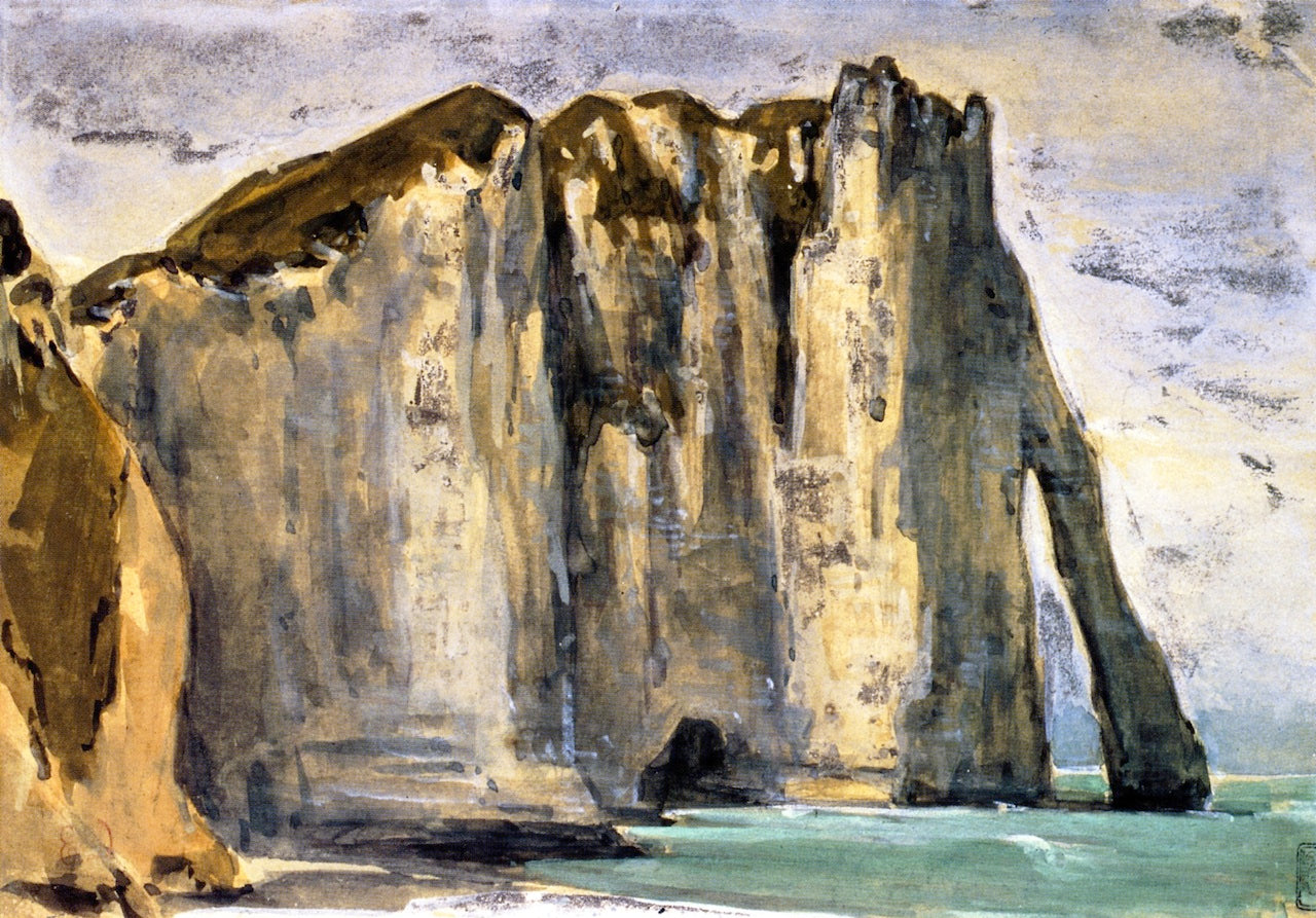 Cliffs of Étretat, vintage artwork by Eugène Delacroix, A3 (16x12") Poster Print