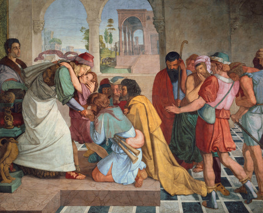 Joseph Reveals Himself to His Brothers, vintage artwork by Peter von Cornelius, 12x8" (A4) Poster