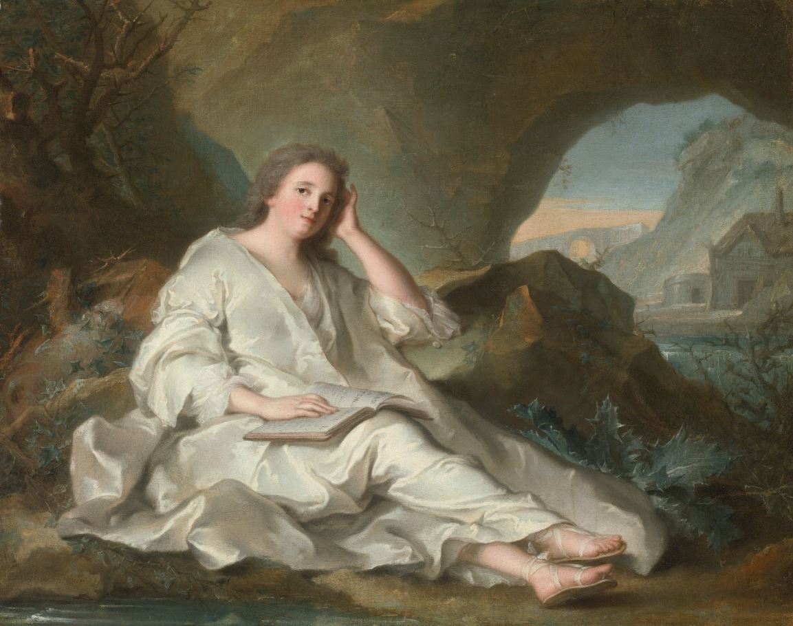 A Reclining Lady As The Penitent Magdalene, vintage artwork by Jean-Marc Nattier, 12x8" (A4) Poster