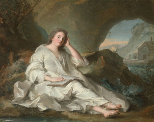 A Reclining Lady As The Penitent Magdalene, vintage artwork by Jean-Marc Nattier, 12x8" (A4) Poster
