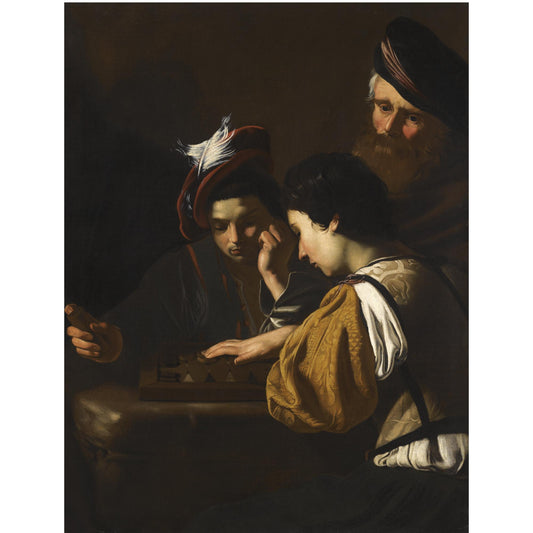 The Game of Backgammon, vintage artwork by Nicolas Tournier, 12x8" (A4) Poster