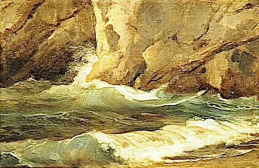 Waves beside Rocks, vintage artwork by Achille-Etna Michallon, A3 (16x12") Poster Print