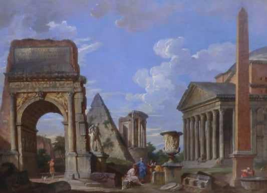 Antique Ruins, vintage artwork by Giovanni Paolo Panini, 12x8" (A4) Poster