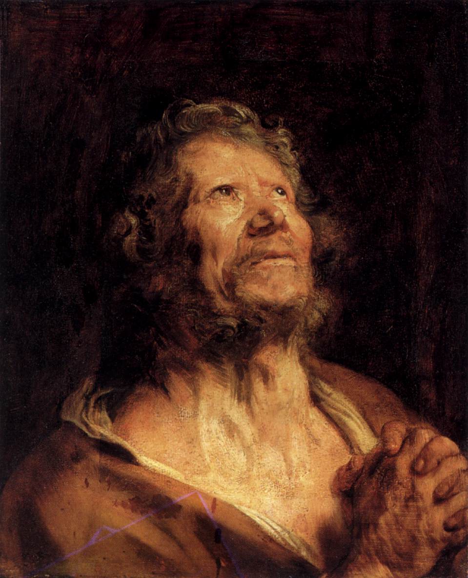 An Apostle with Folded Hands, vintage artwork by Anthony van Dyck, 12x8" (A4) Poster