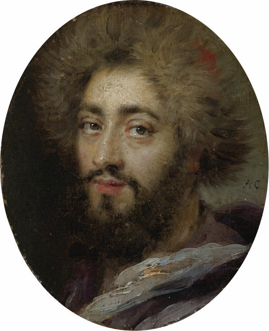Portrait of Mohammed Reza Bey, Persian Ambassador to France, vintage artwork by Antoine Coypel II, 12x8" (A4) Poster