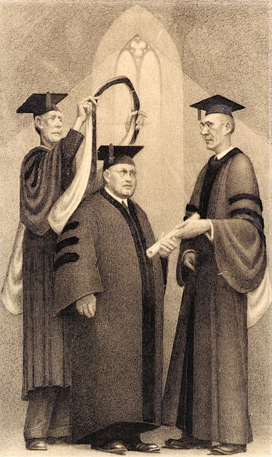 Honorary Degree, vintage artwork by Grant Wood, 12x8" (A4) Poster