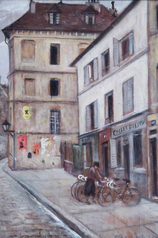 Bicyclettes, Paris, France, vintage artwork by Christopher Nevinson, 12x8" (A4) Poster