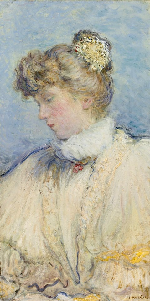 trait of a young girl in profile by Jean-Franaois Raffaëlli,A3(16x12")Poster