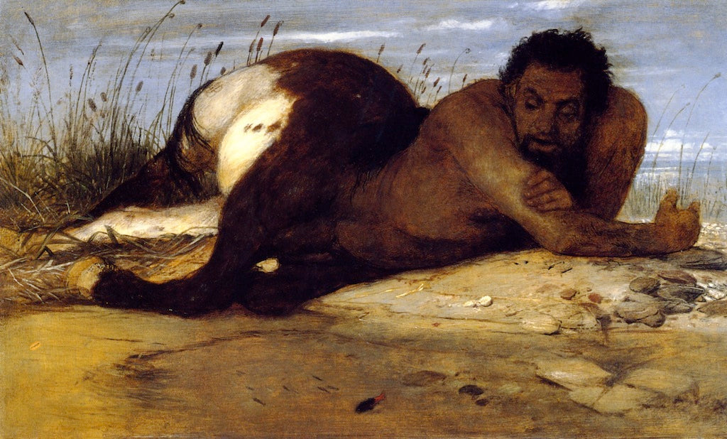 Centaur Looking at Fish, vintage artwork by Arnold Böcklin, 12x8" (A4) Poster