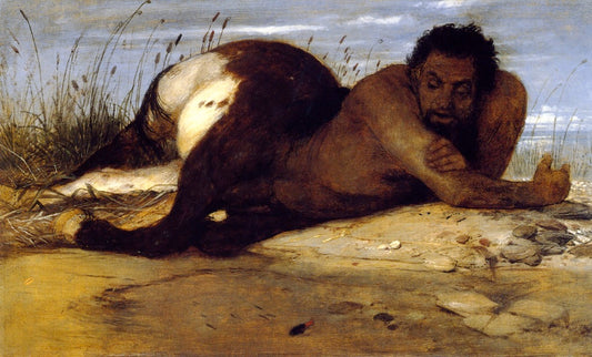 Centaur Looking at Fish, vintage artwork by Arnold Böcklin, 12x8" (A4) Poster