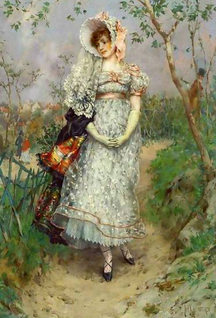 The Promenade, vintage artwork by Frederik Henrdik Kaemmerer, 12x8" (A4) Poster