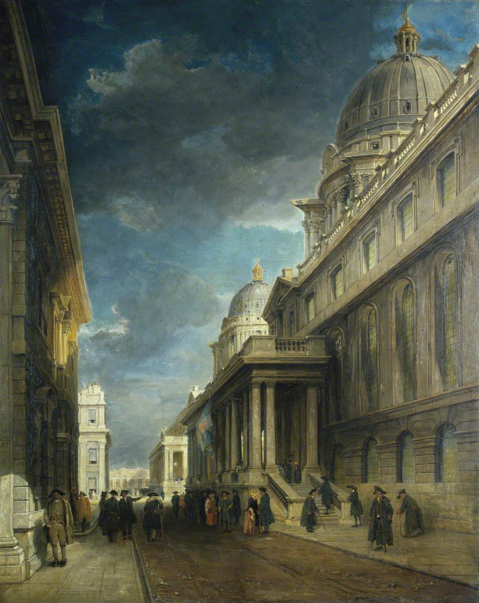Greenwich Hospital from the West Side, vintage artwork by James Holland, A3 (16x12") Poster Print