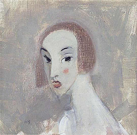Elegant Lady (Dora Estlander), vintage artwork by Helene Schjerfbeck, 12x8" (A4) Poster