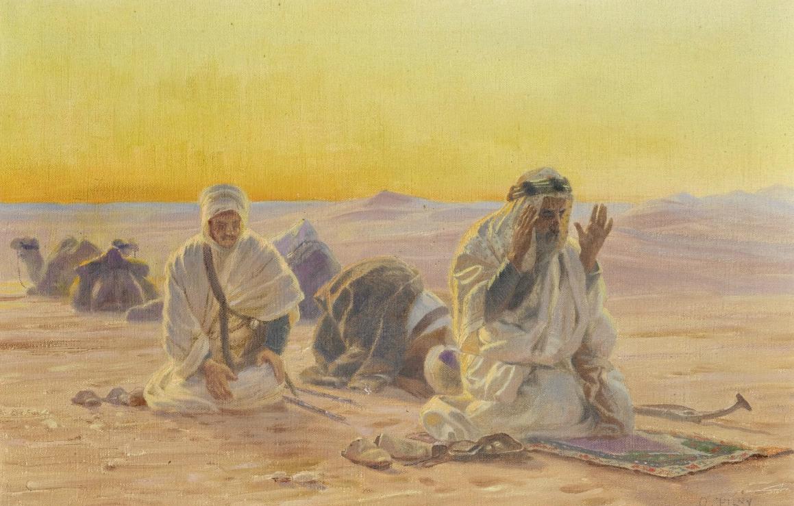 Prayer in the Desert (Abendgebet in der Wuste) by Otto Pilny,A3(16x12")Poster