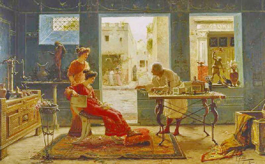 Afternoon at the Jewelry Shop (2), vintage artwork by Edouardo Ettore Forti, 12x8" (A4) Poster